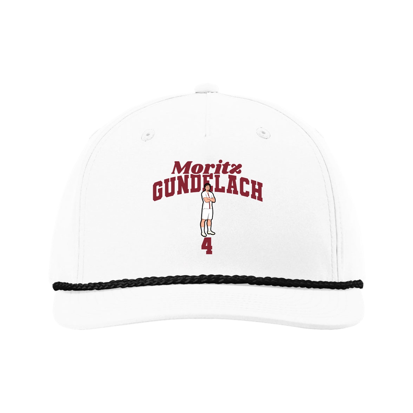 Five-Panel Classic Rope Cap — Signature Arch in White