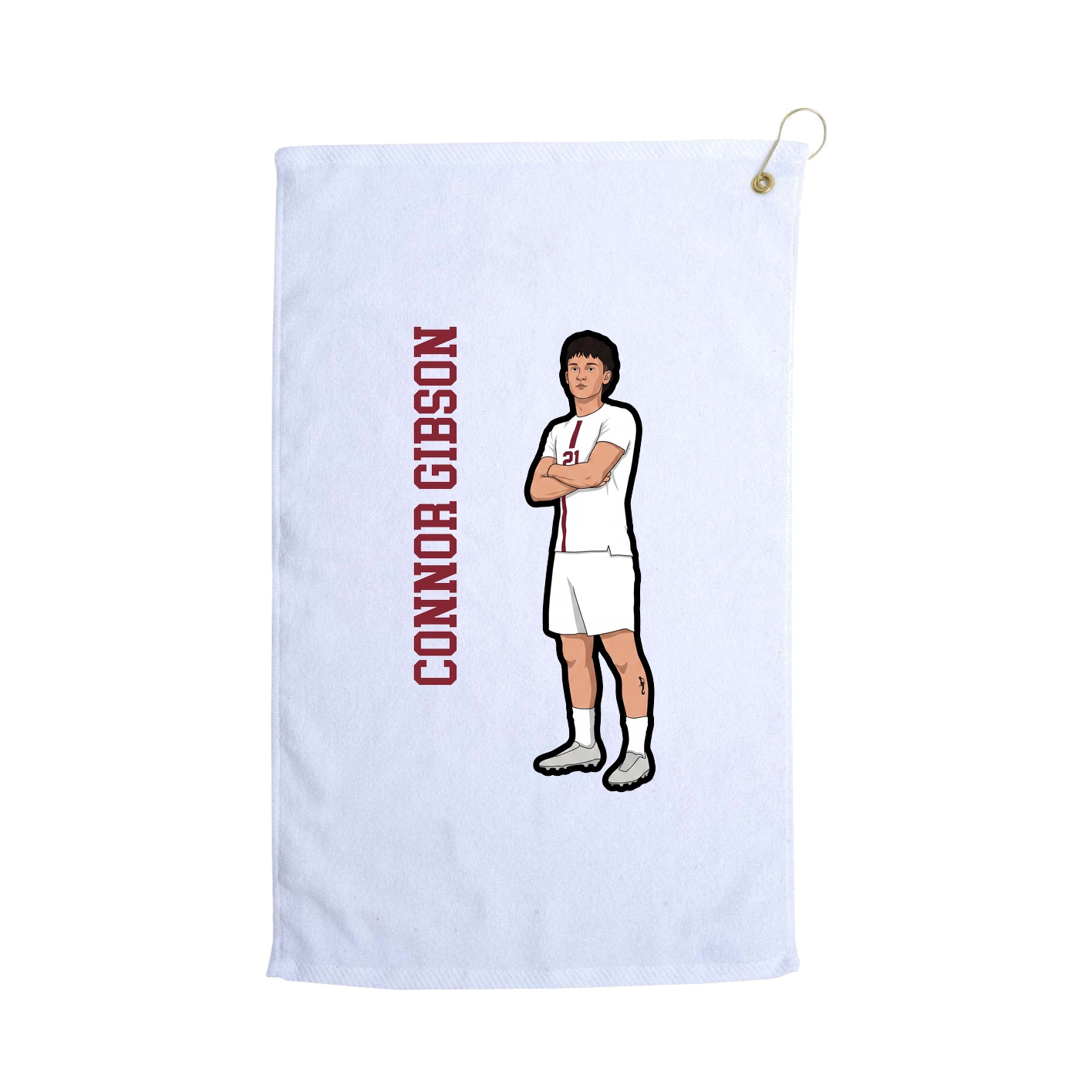 Golf Towel — Name Vertical in White