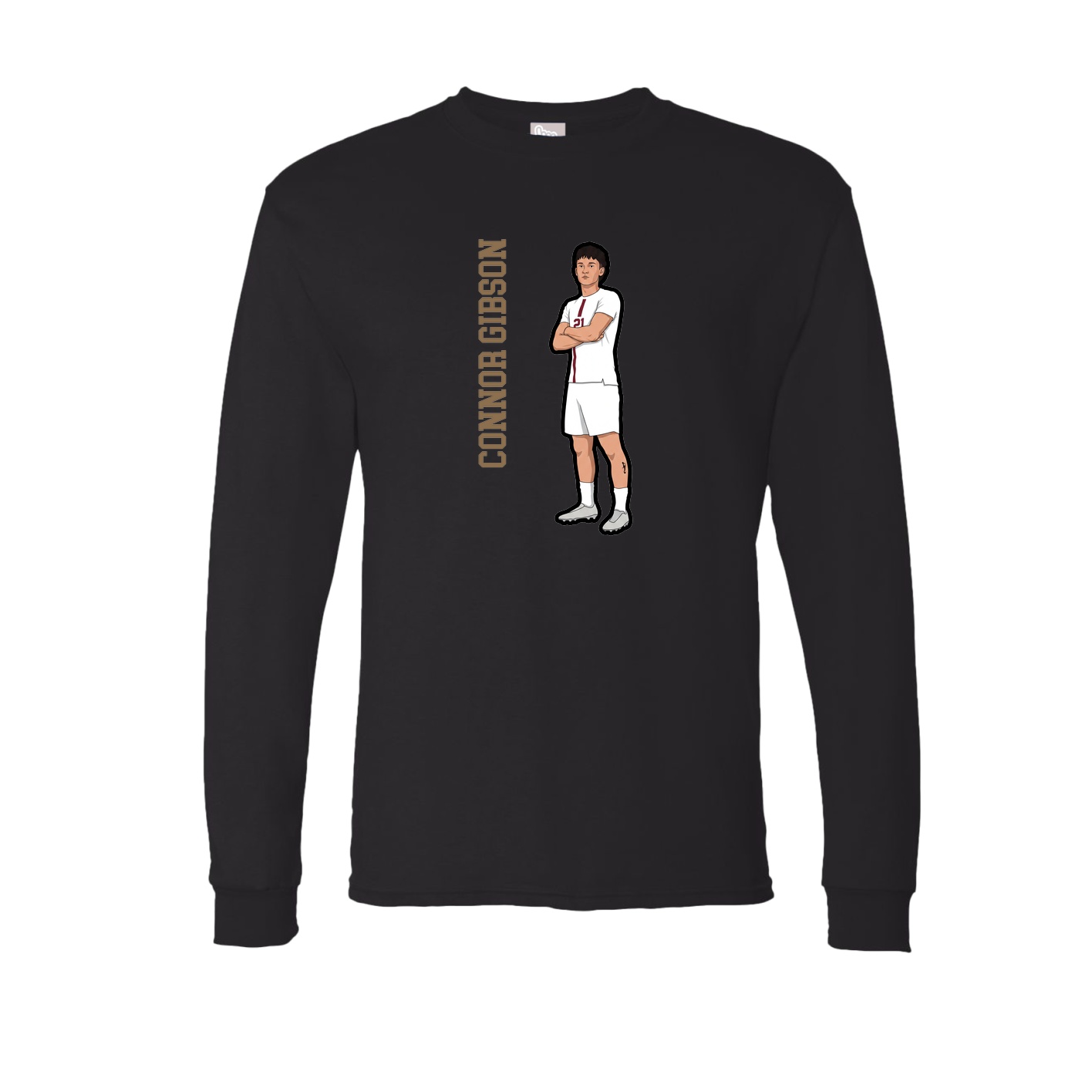 Long Sleeve Tee — Name Vertical in Black