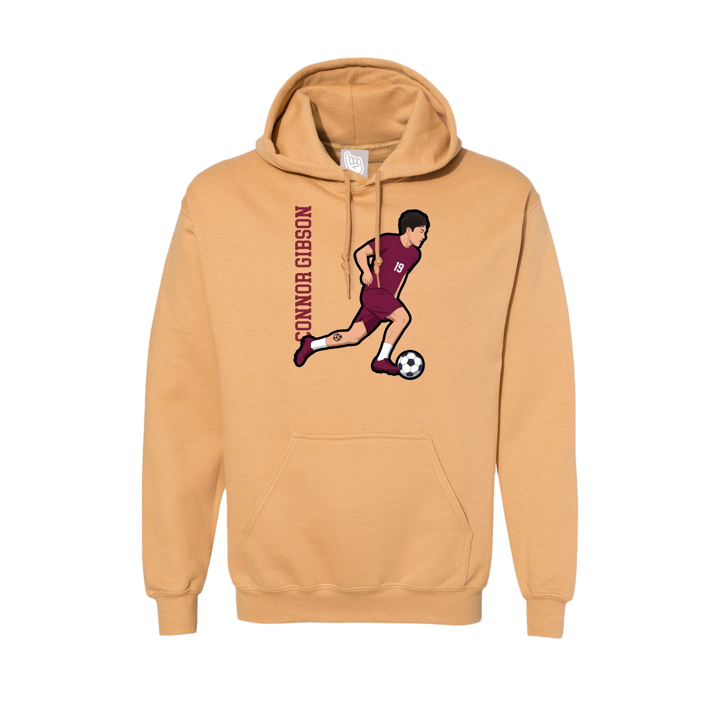 Hoodie — Name Vertical in Vegas Gold
