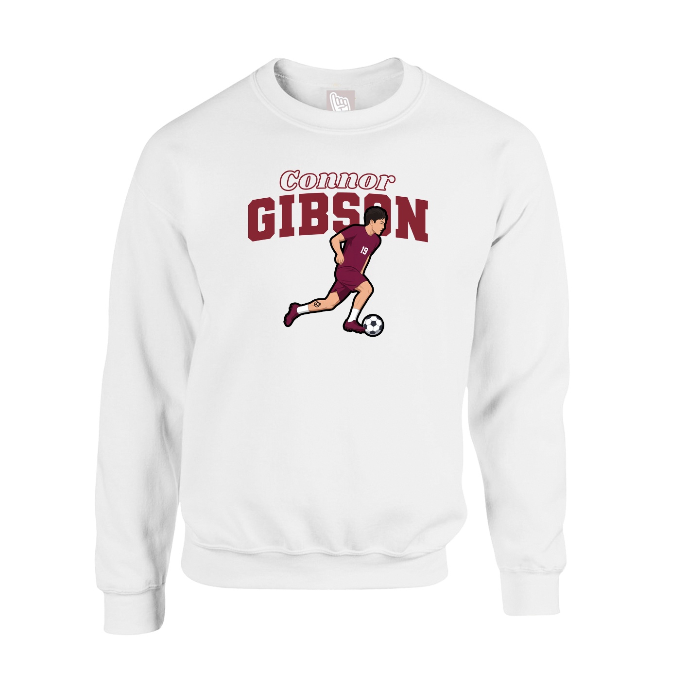 Fleece Crew — Name Arch in White