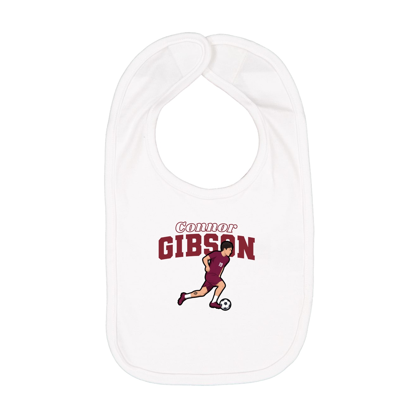 Infant Bib — Name Arch in White