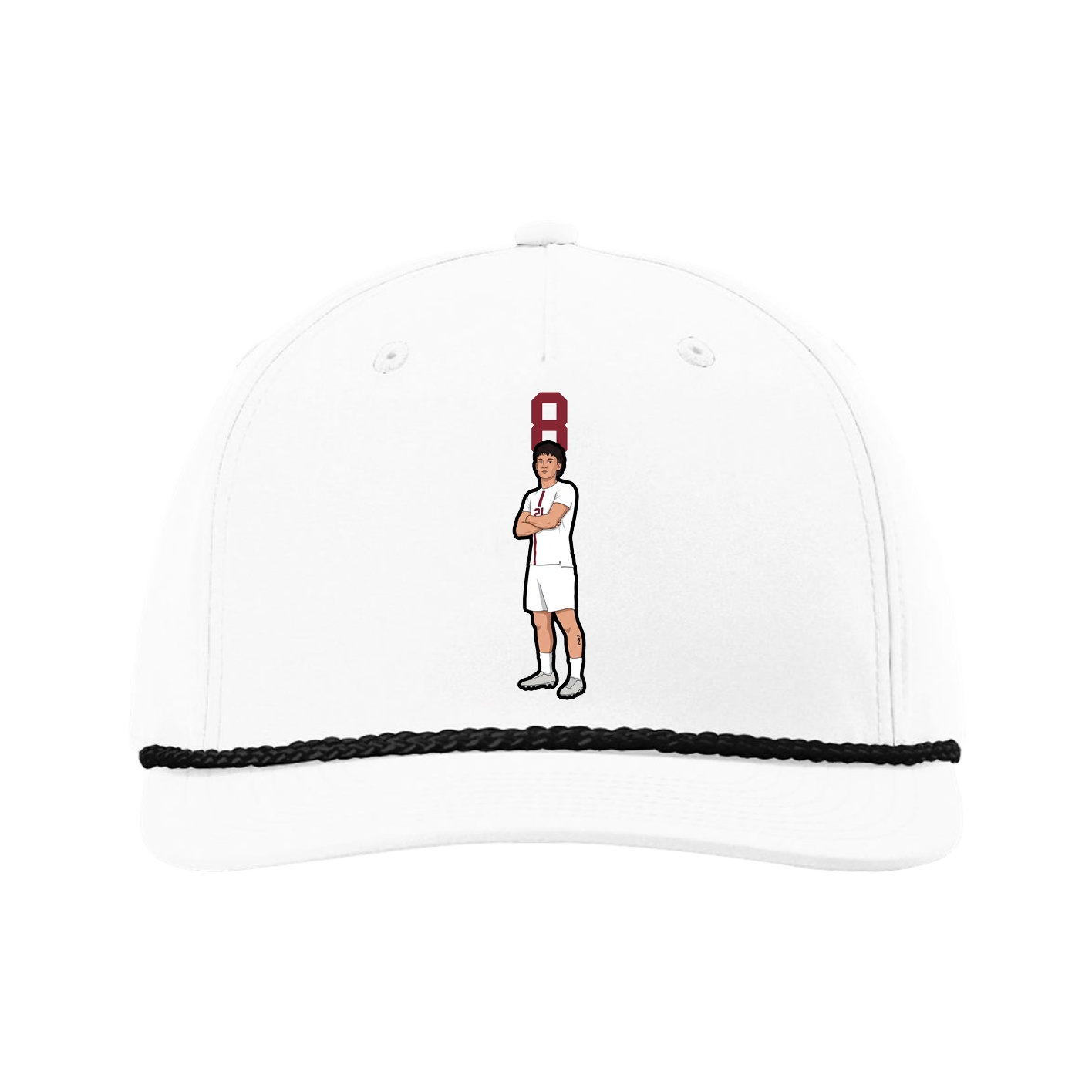 Five-Panel Classic Rope Cap — Number Top in White