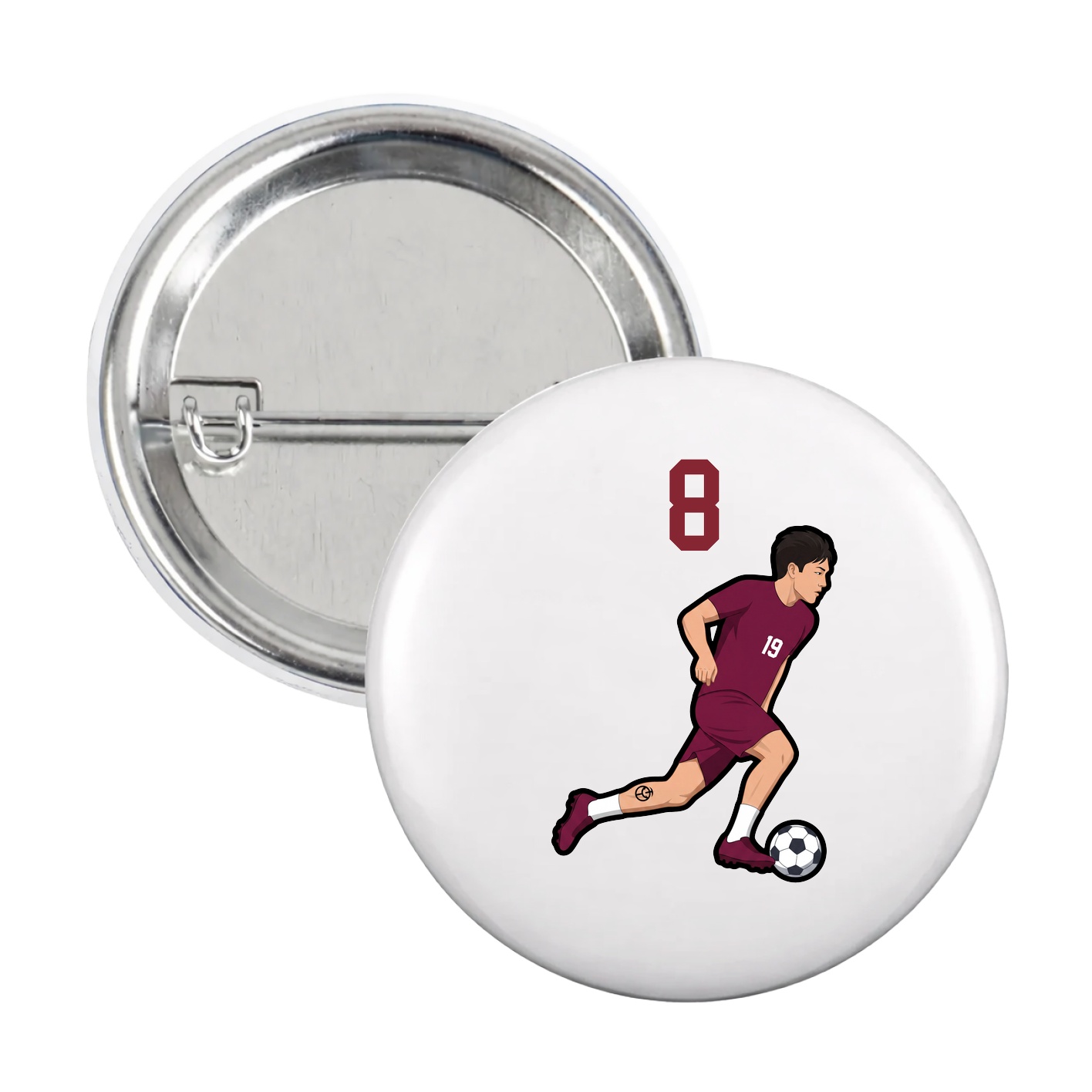 Game Day Button — Number Top in White
