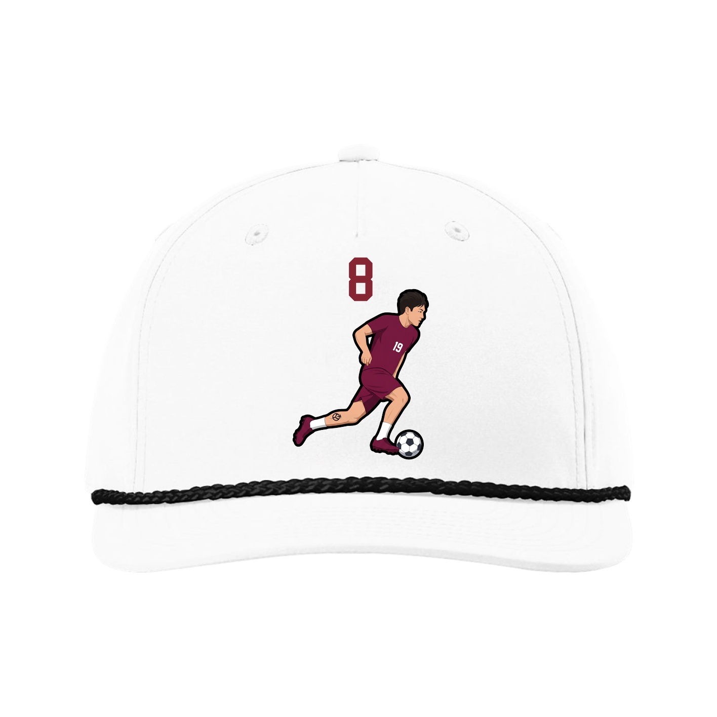 Five-Panel Classic Rope Cap — Number Top in White