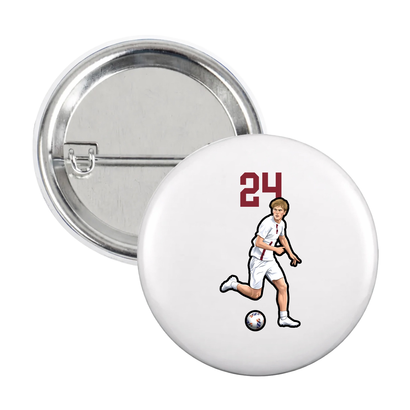 Game Day Button — Number Top in White