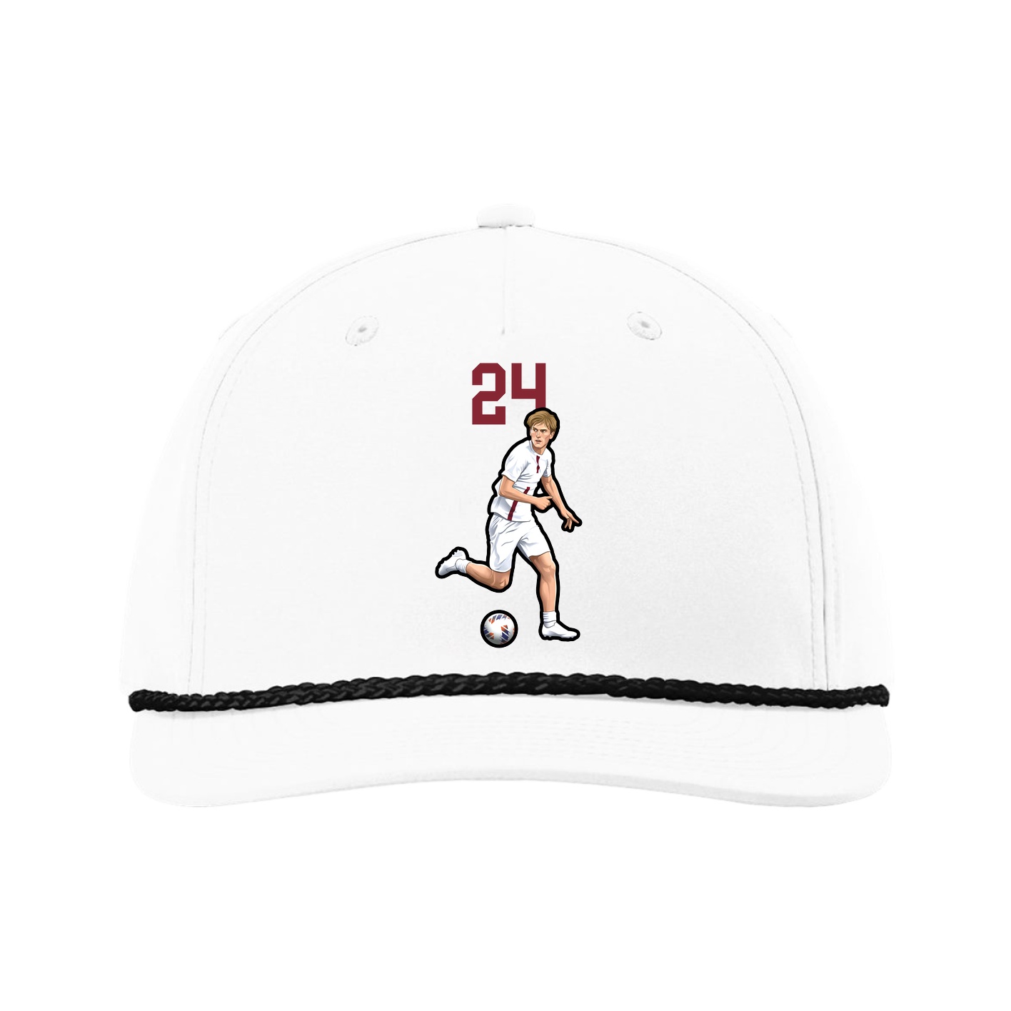 Five-Panel Classic Rope Cap — Number Top in White