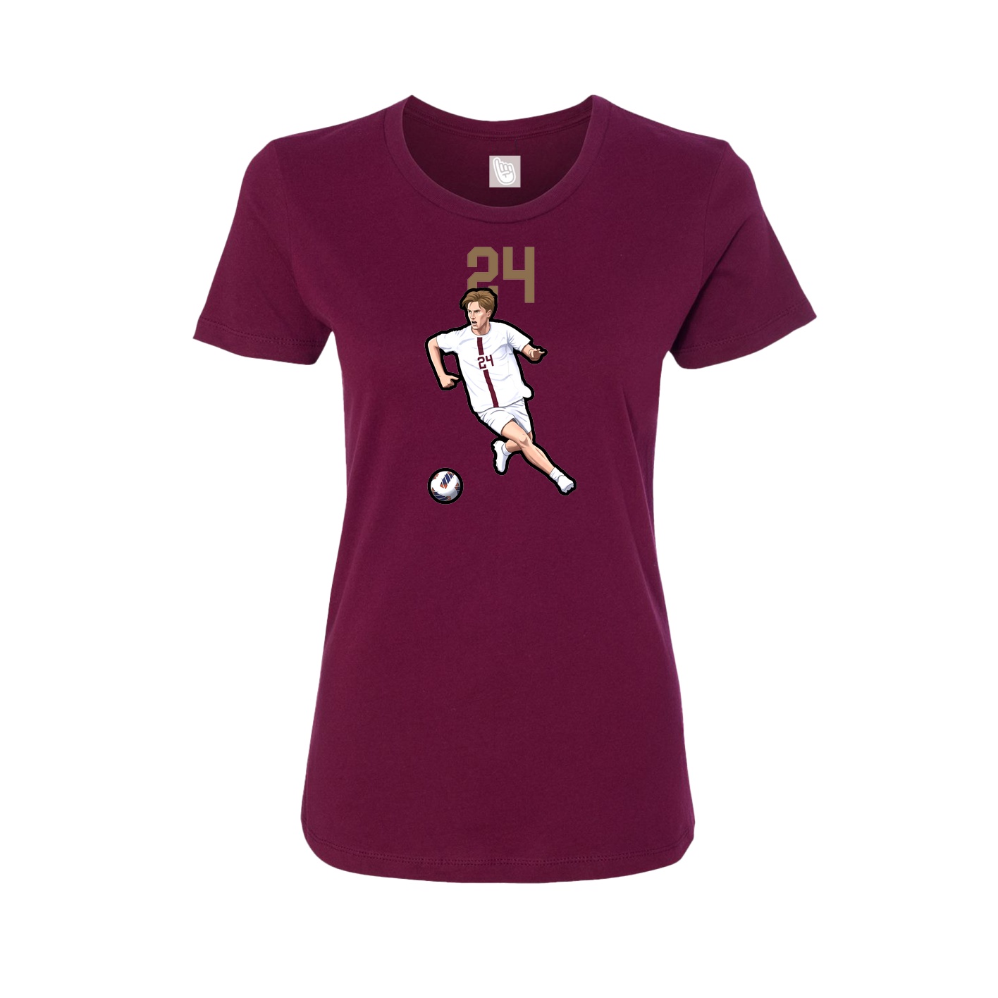 Fitted Women's Tee — Number Top in Maroon