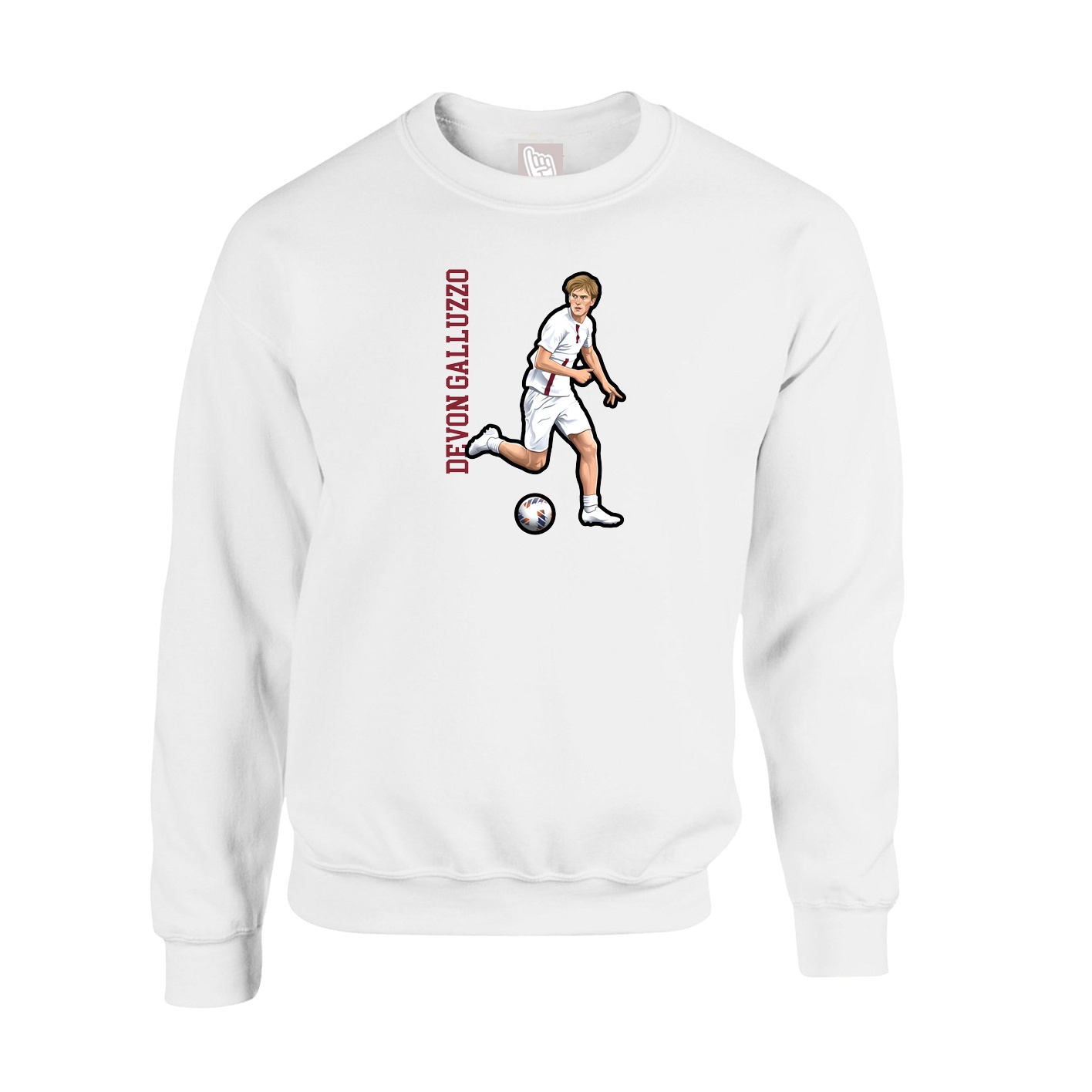 Fleece Crew — Name Vertical in White