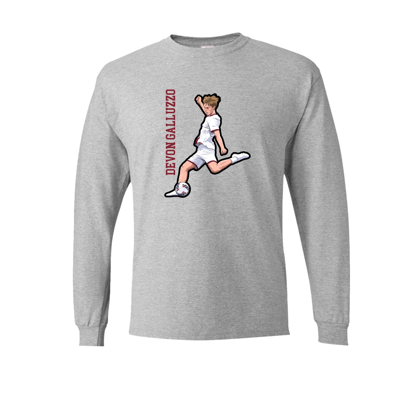 Long Sleeve Tee — Name Vertical in Grey