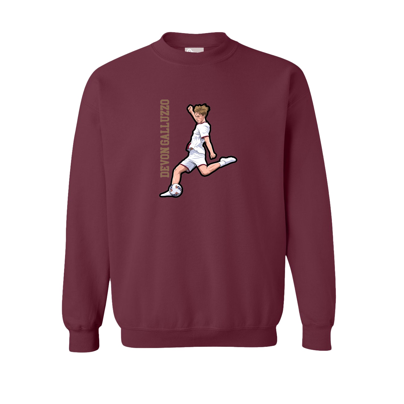 Fleece Crew — Name Vertical in Maroon