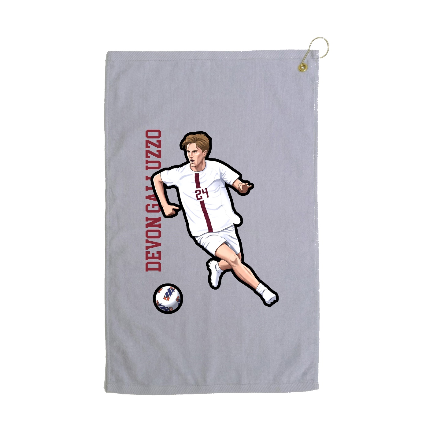 Golf Towel — Name Vertical in Grey