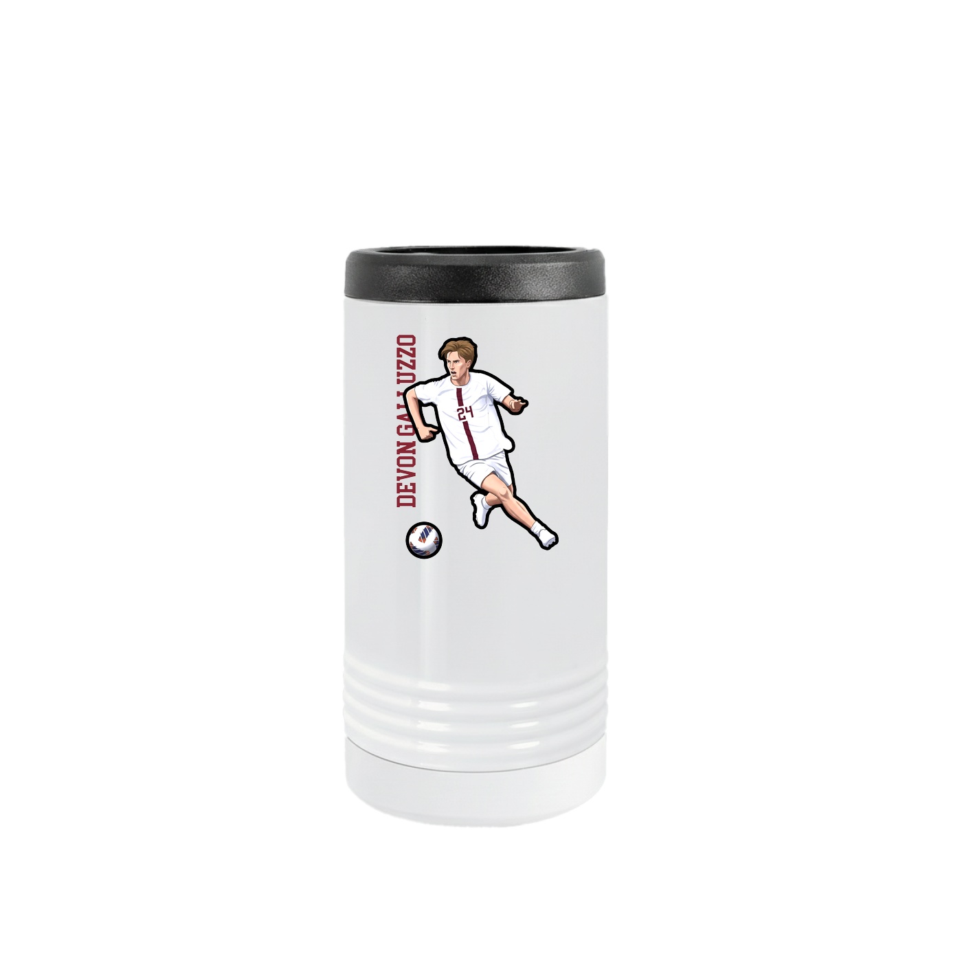 Slim Beverage Holder — Name Vertical in White