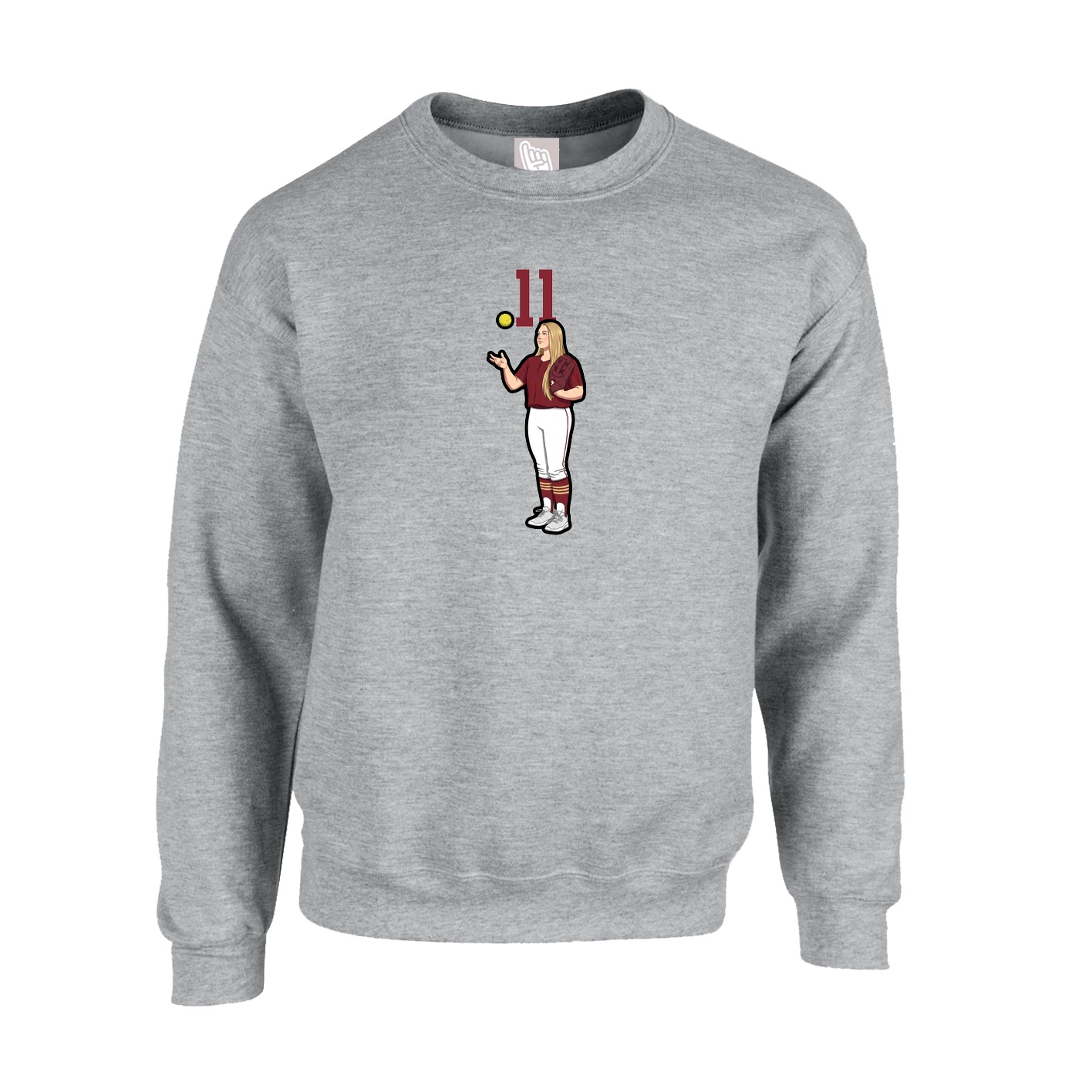 Fleece Crew — Number Top in Grey