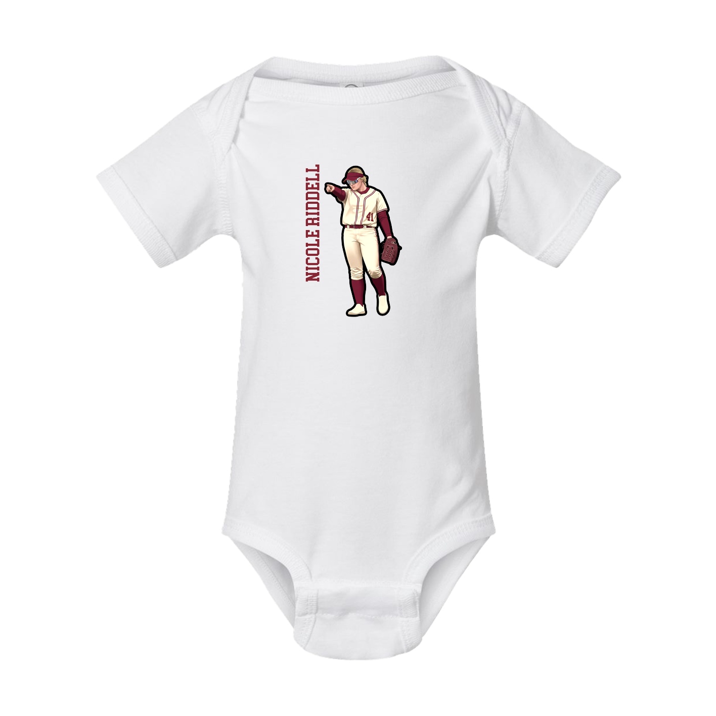Baby Onesie — Name Vertical in White
