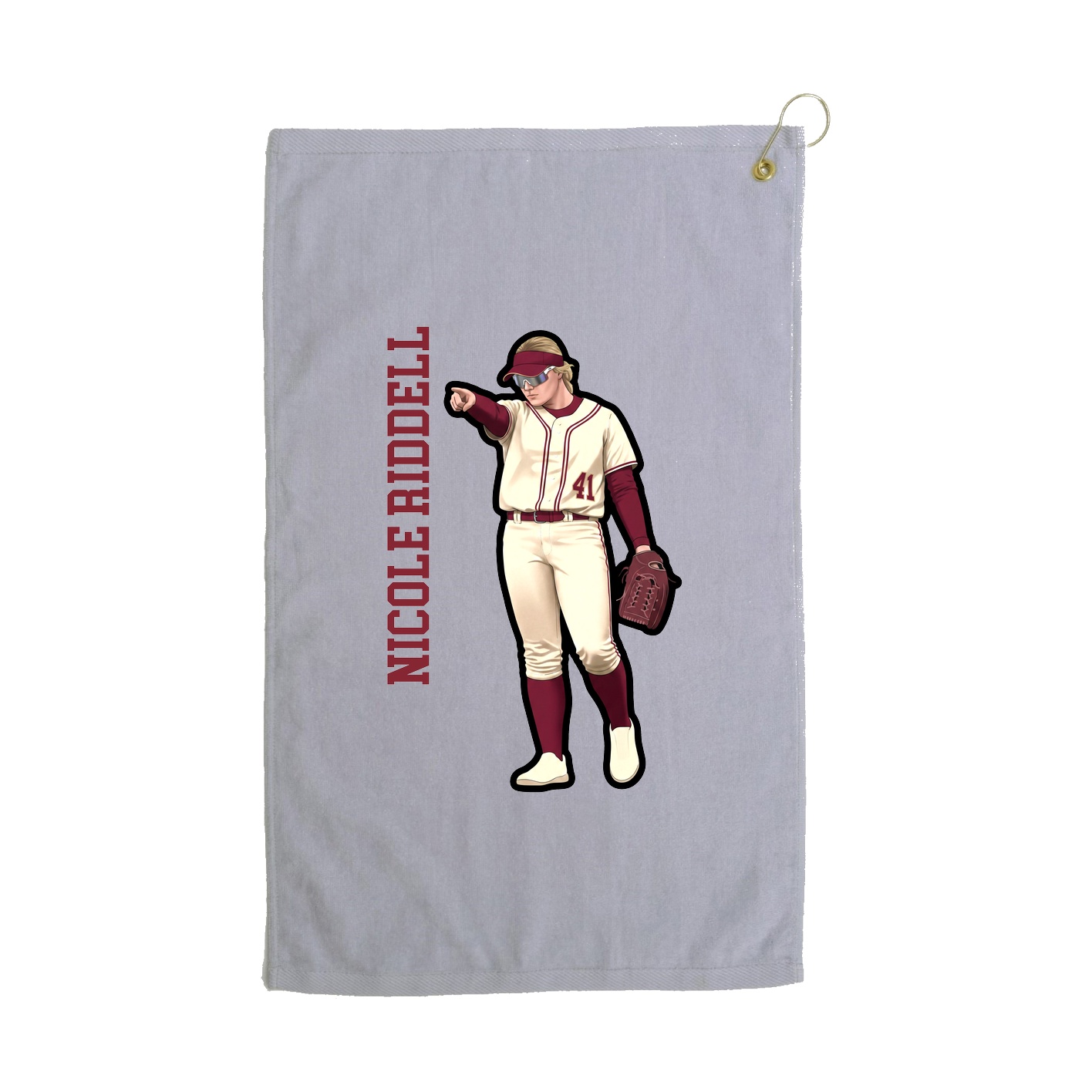 Golf Towel — Name Vertical in Grey