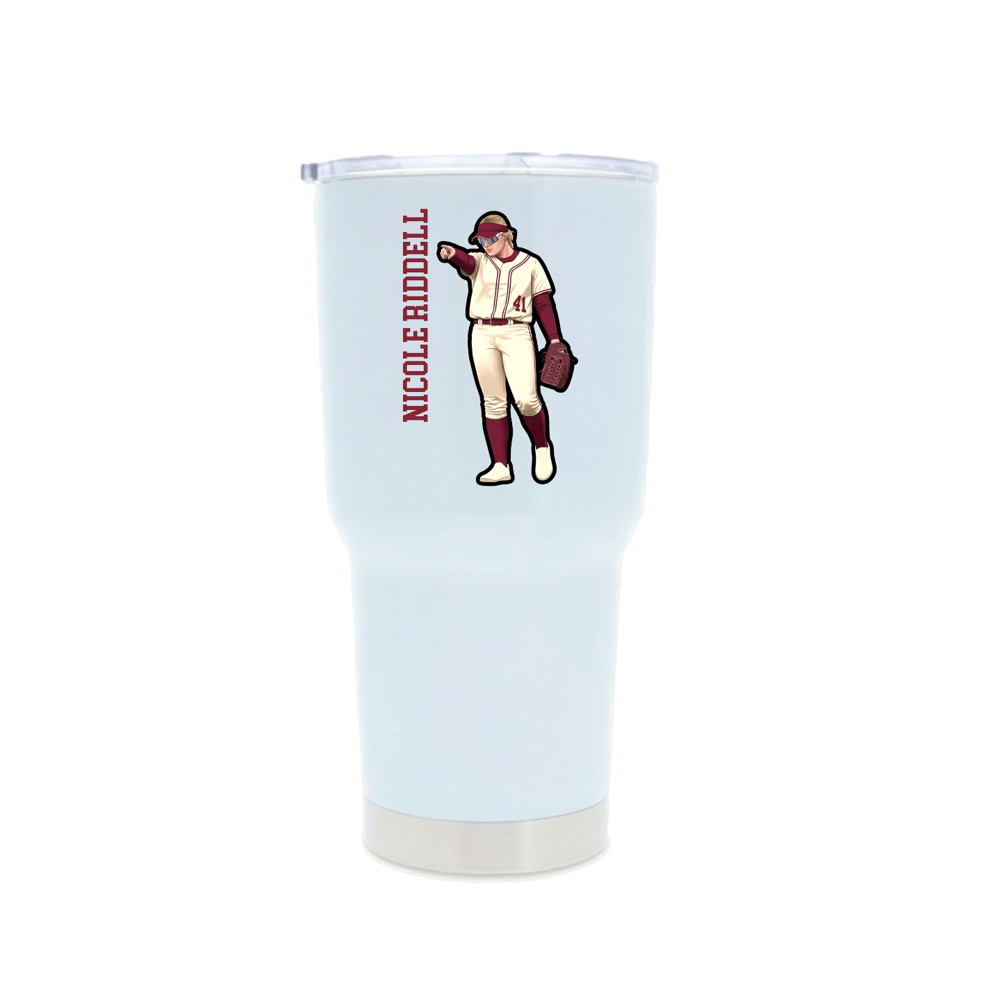 30oz Stainless Steel Tumbler — Name Vertical in White