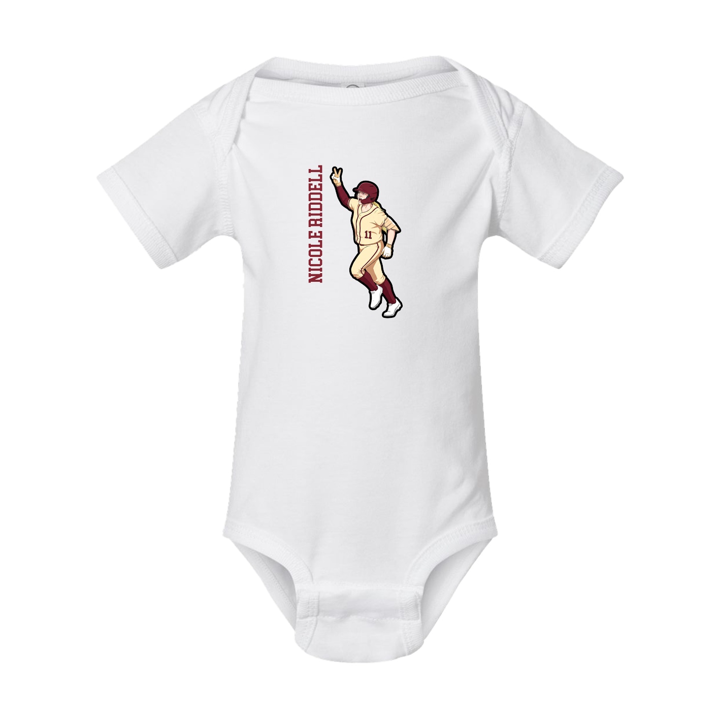 Baby Onesie — Name Vertical in White