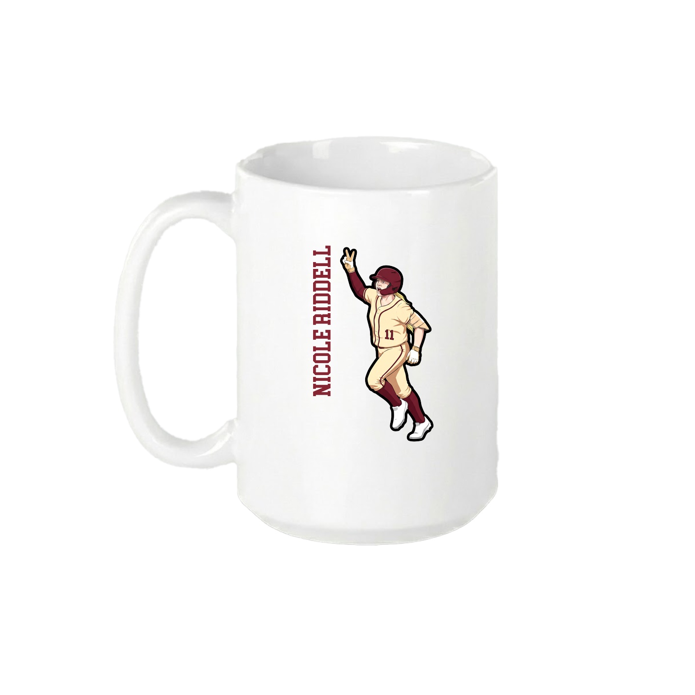 15oz Coffee Mug — Name Vertical in White