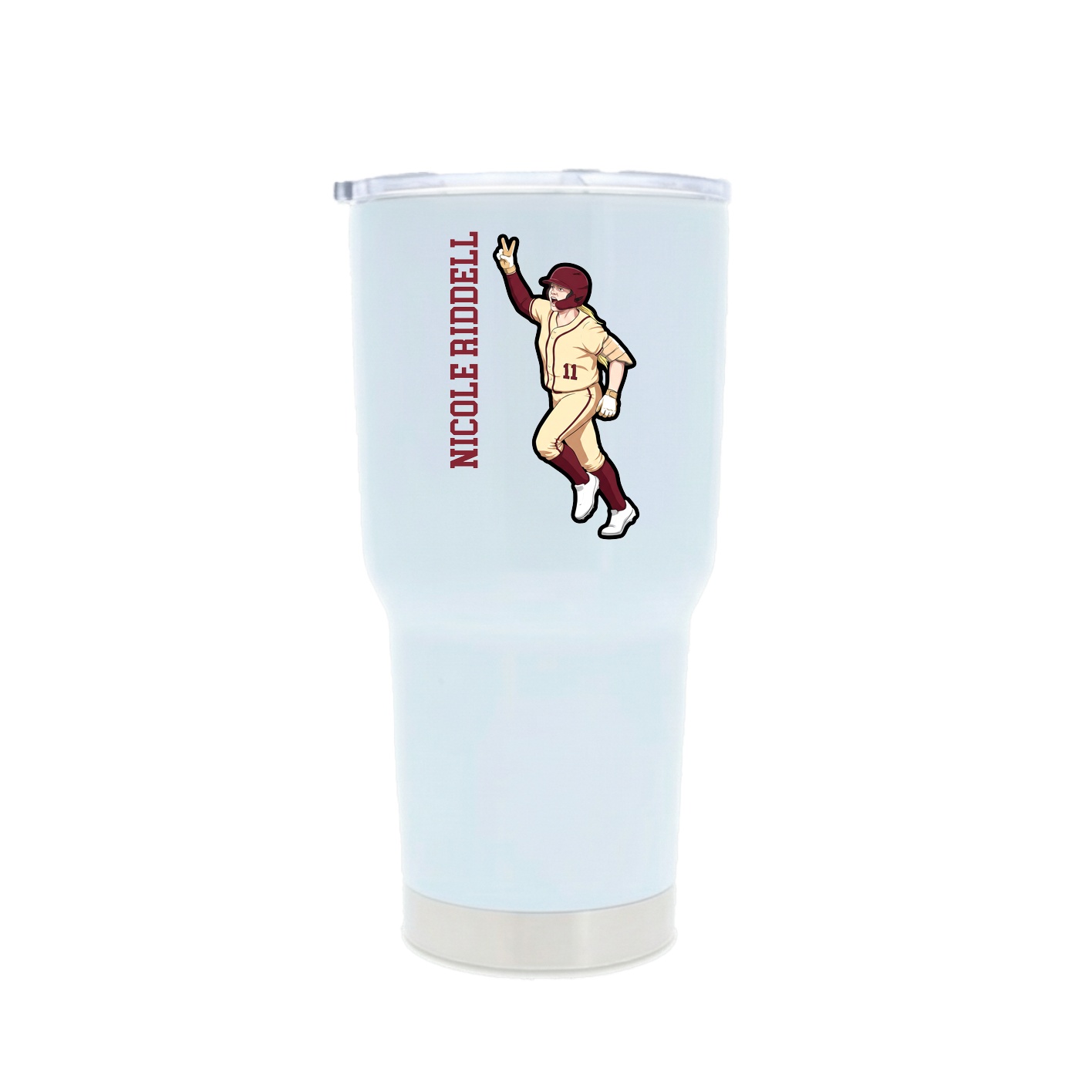 30oz Stainless Steel Tumbler — Name Vertical in White