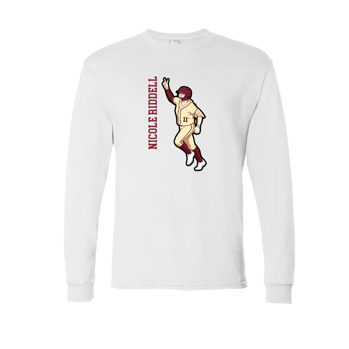 Long Sleeve Tee — Name Vertical in White