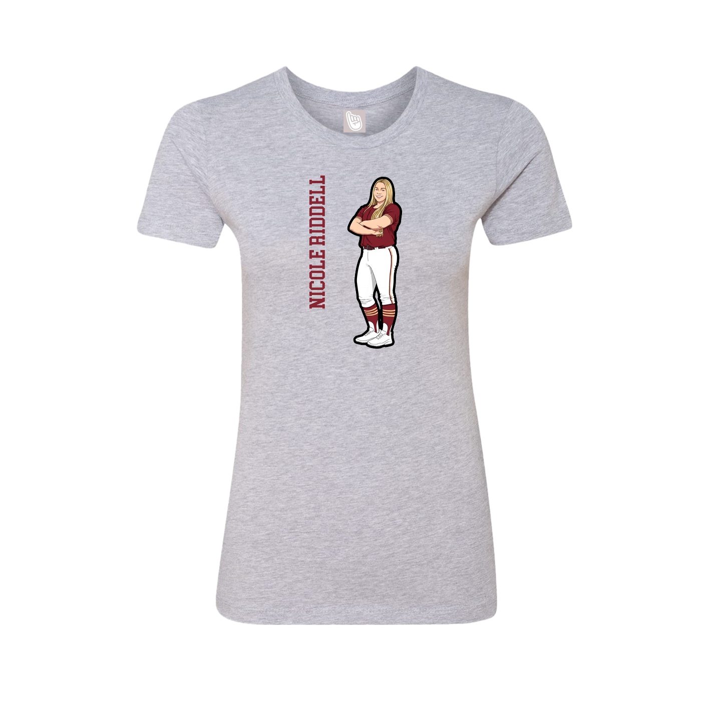 Womens Tee — Name Vertical in Grey
