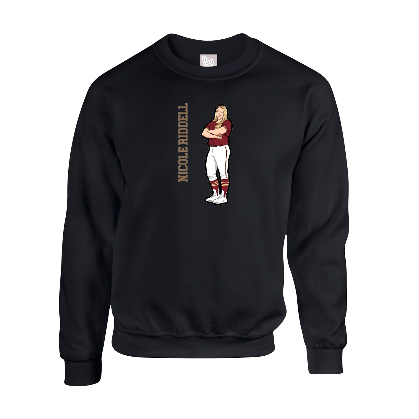 Fleece Crew — Name Vertical in Black