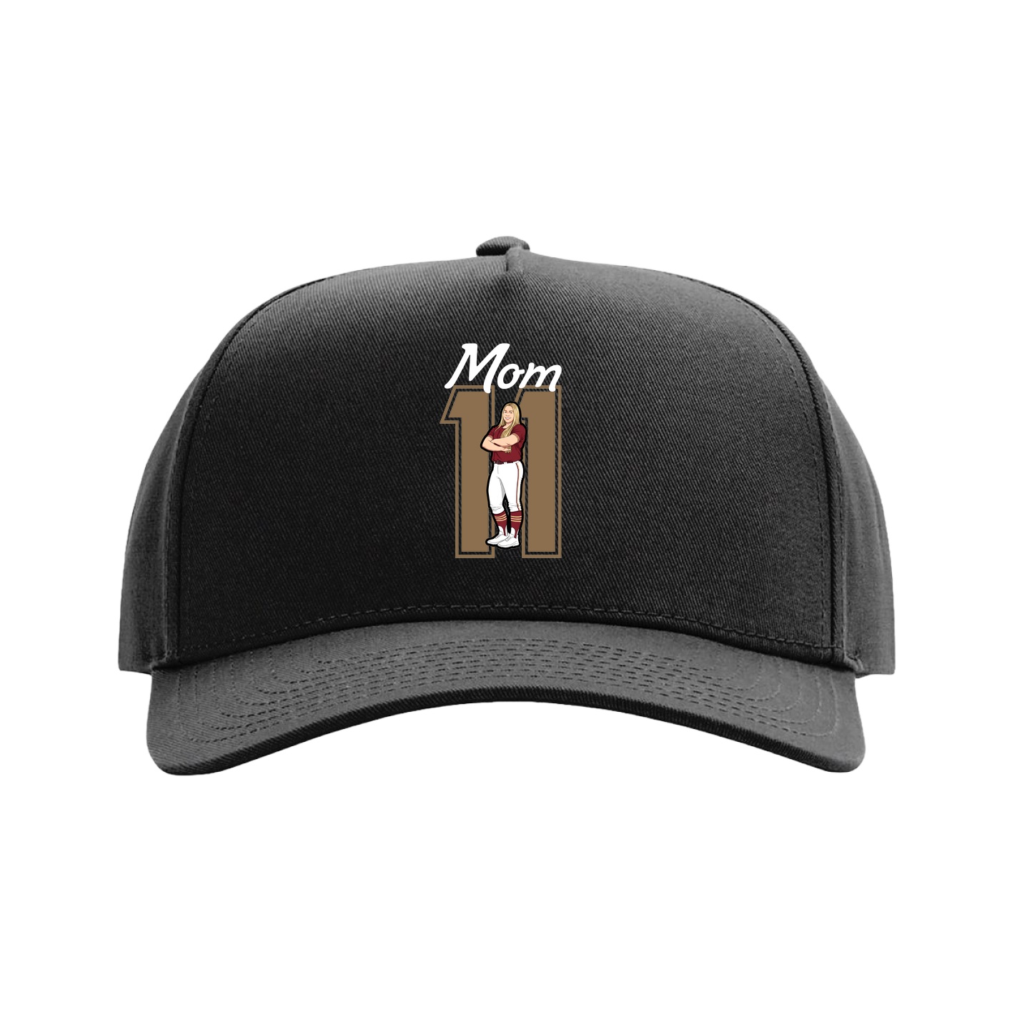 Full Fabric Five-Panel Champ Cap — Mothers Day Shirsey in Black