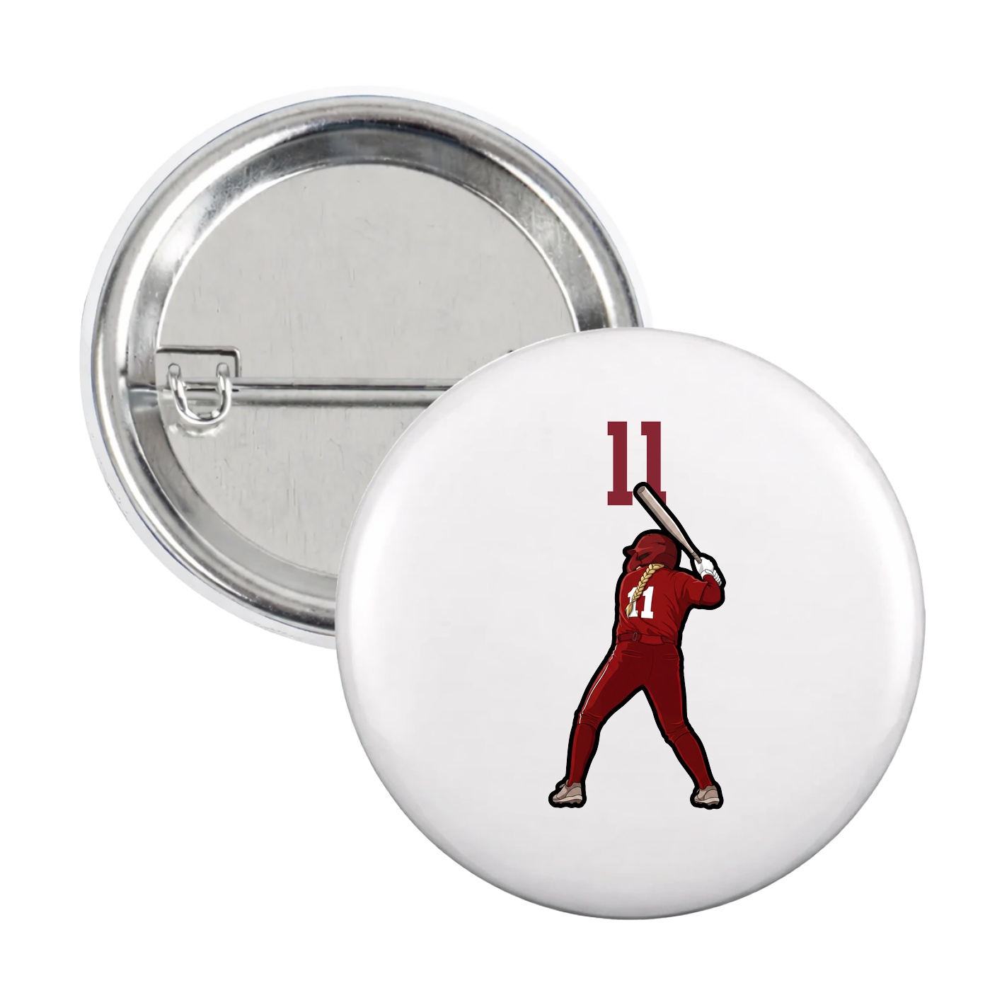Game Day Button — Number Top in White