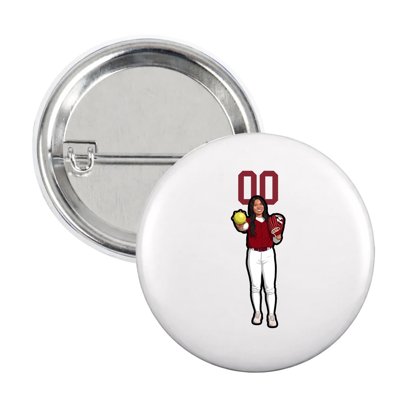 Game Day Button — Number Top in White