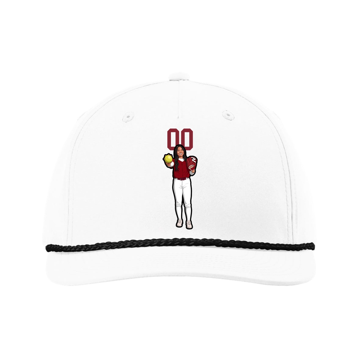 Five-Panel Classic Rope Cap — Number Top in White