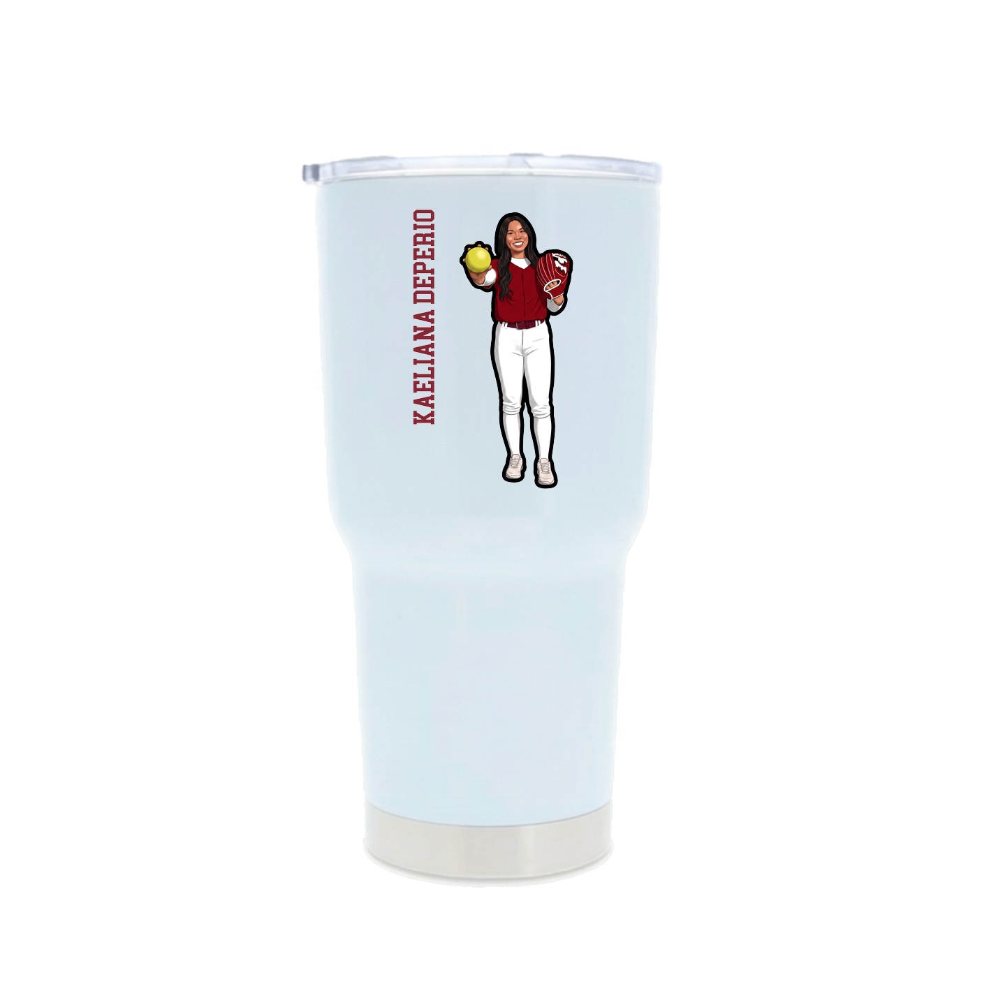 30oz Stainless Steel Tumbler — Name Vertical in White