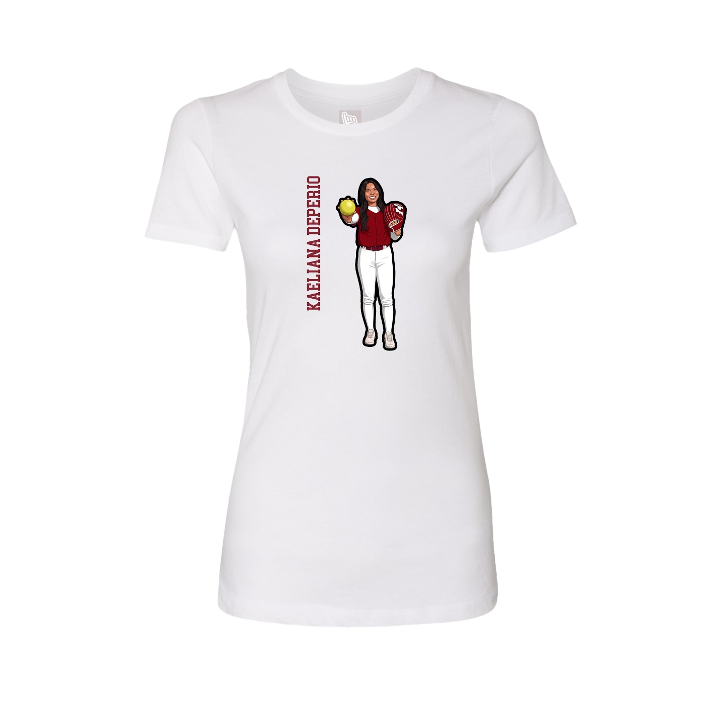 Fitted Women's Tee — Name Vertical in White