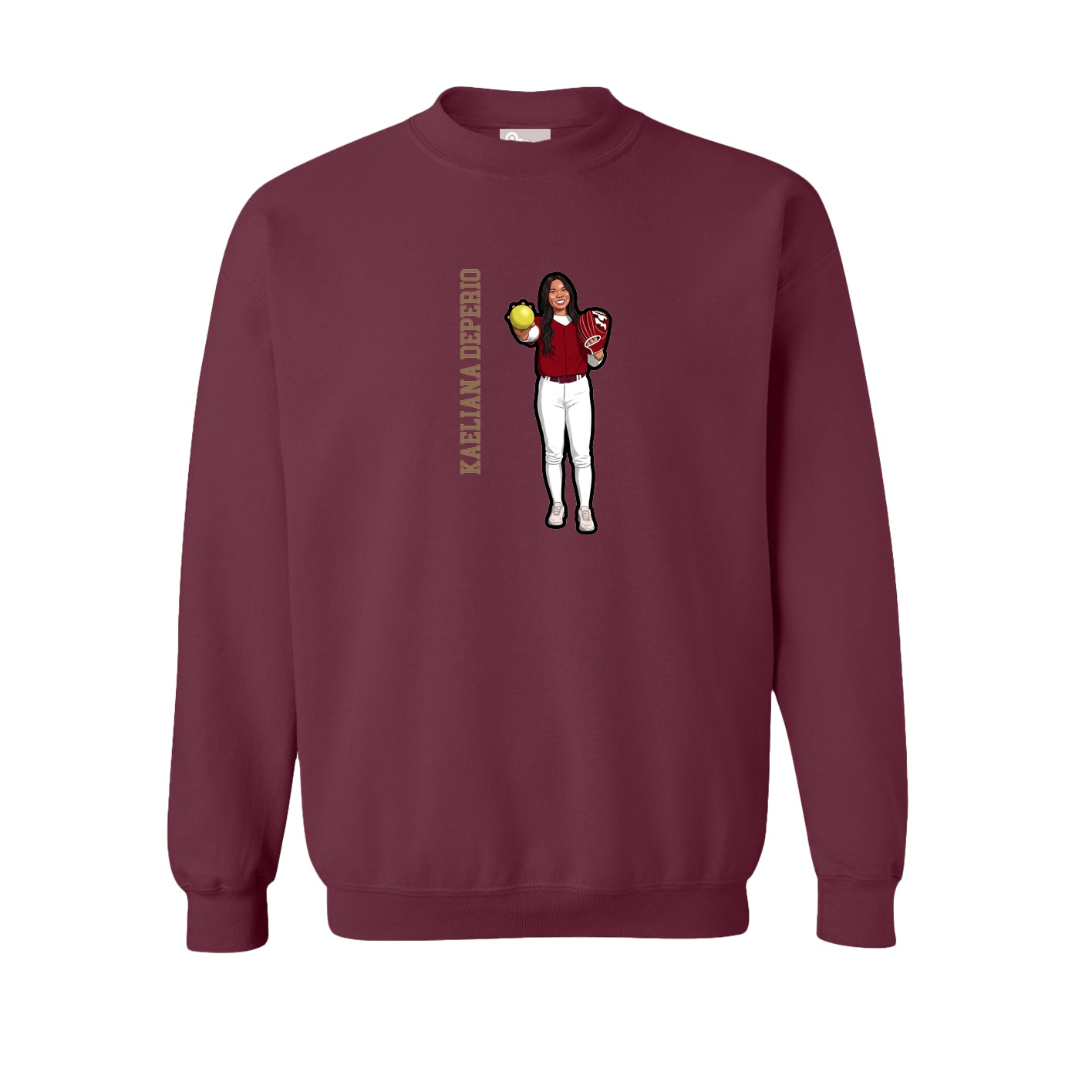 Fleece Crew — Name Vertical in Maroon