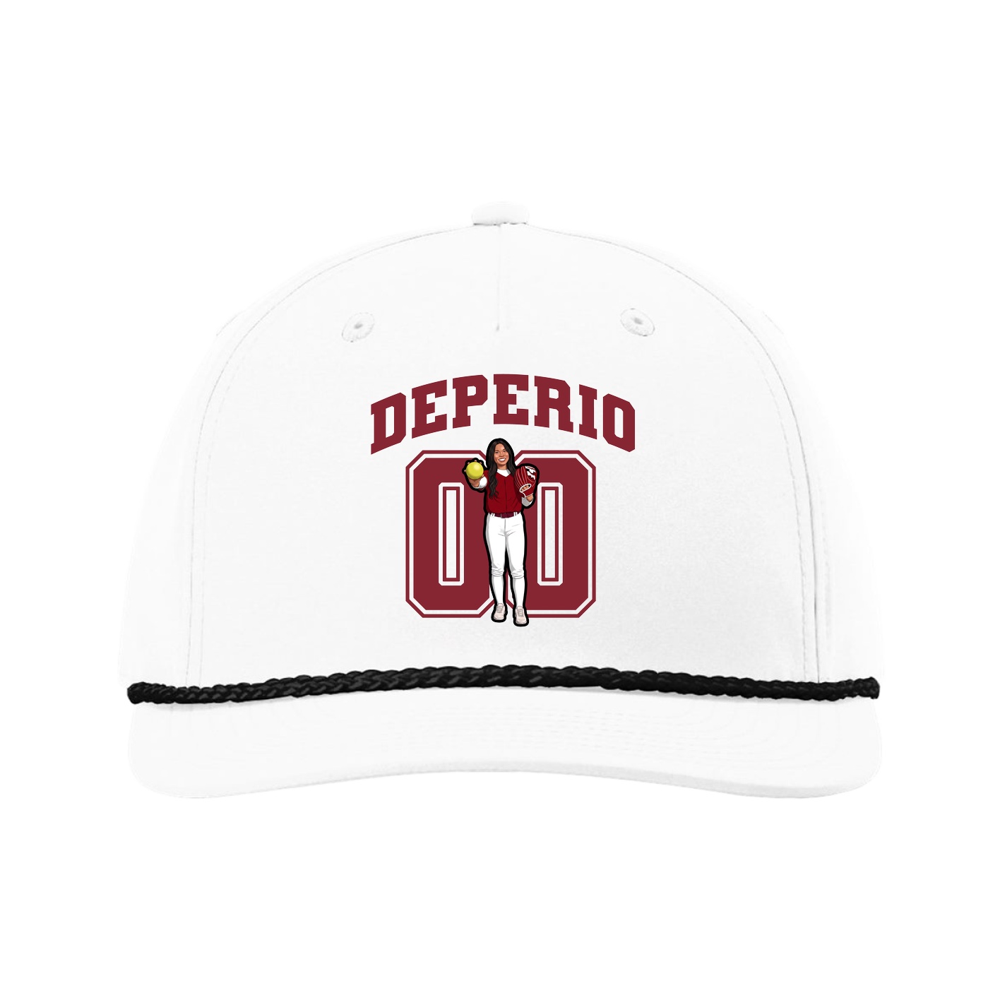 Five-Panel Classic Rope Cap — Number in White