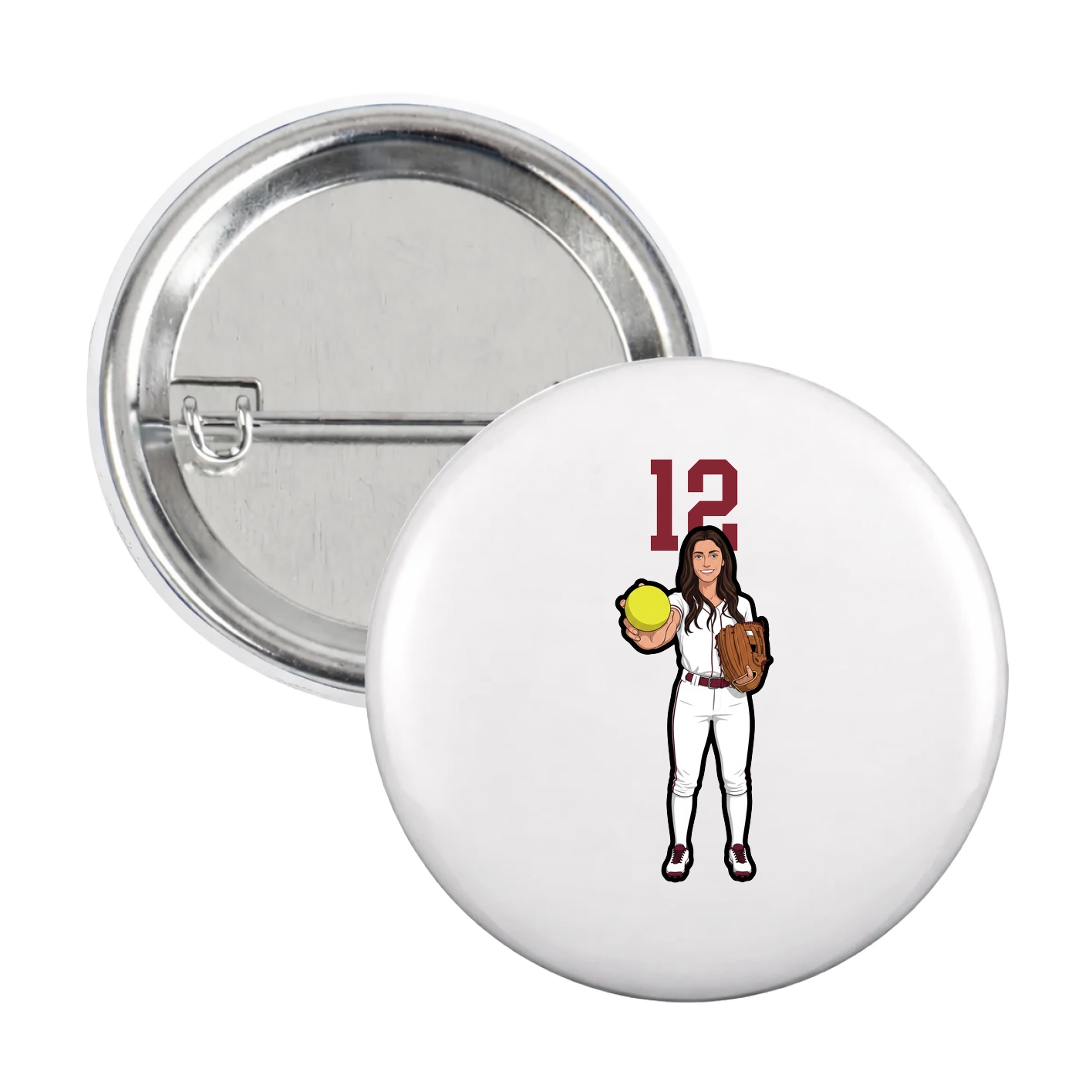 Game Day Button — Number Top in White