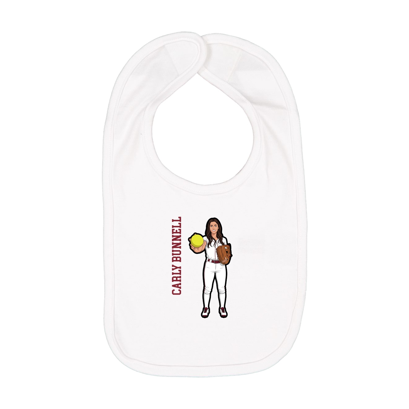 Infant Bib — Name Vertical in White