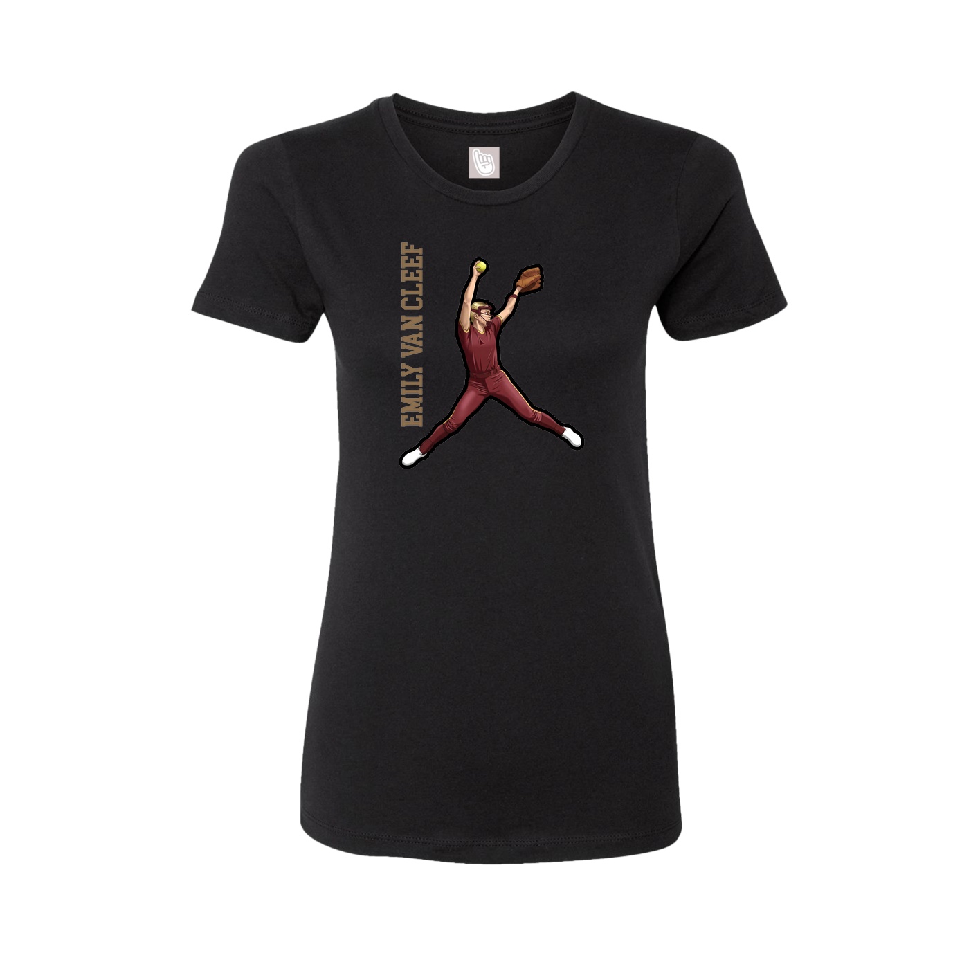 Fitted Women's Tee — Name Vertical in Black
