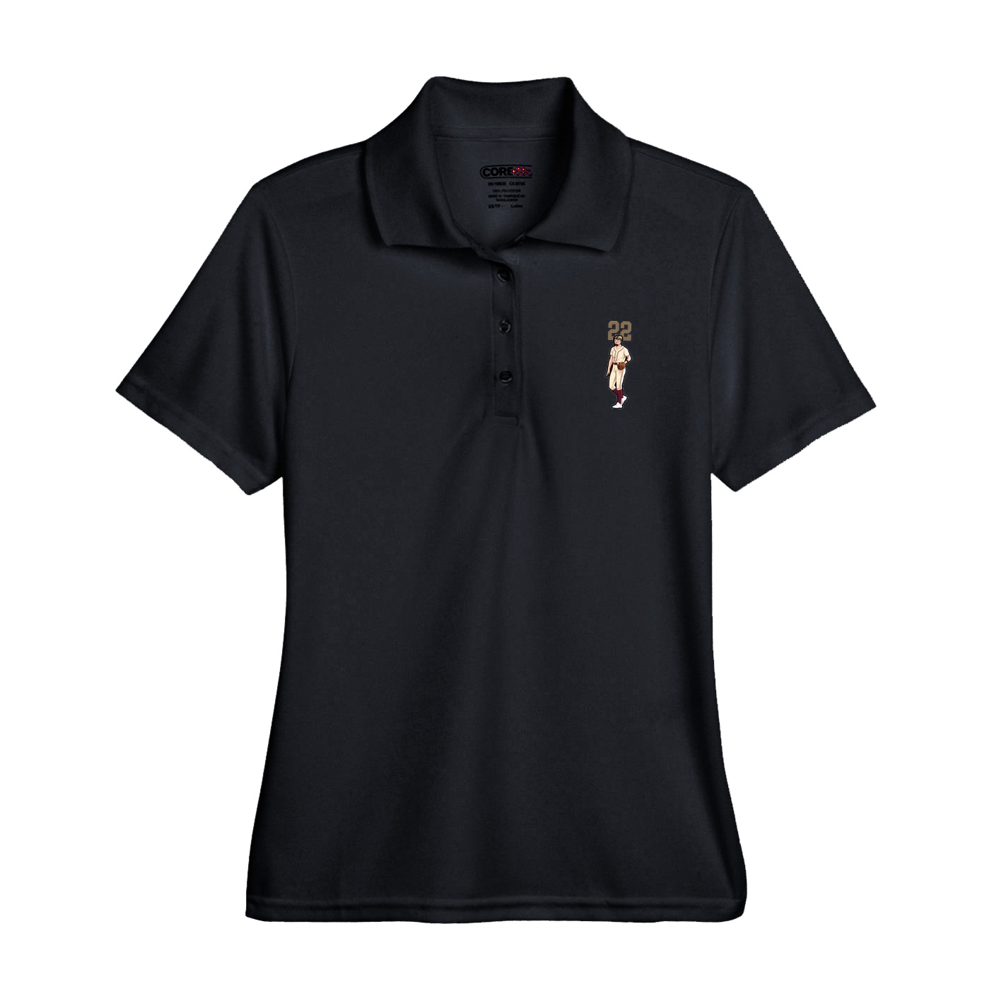Womens Performance Polo — Number Top in Black