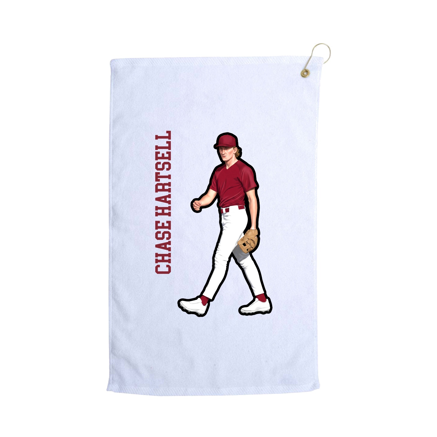 Golf Towel — Name Vertical in White