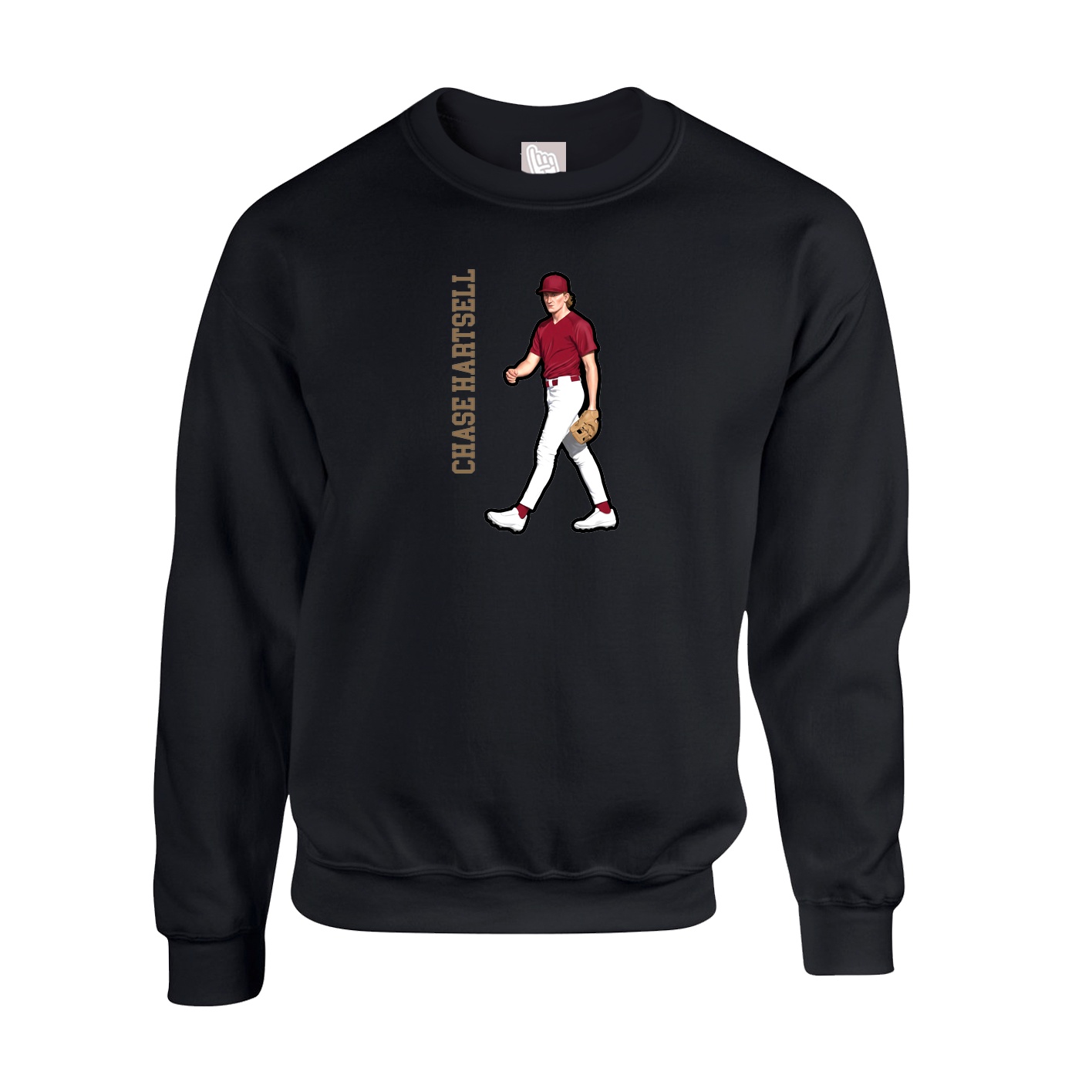 Fleece Crew — Name Vertical in Black