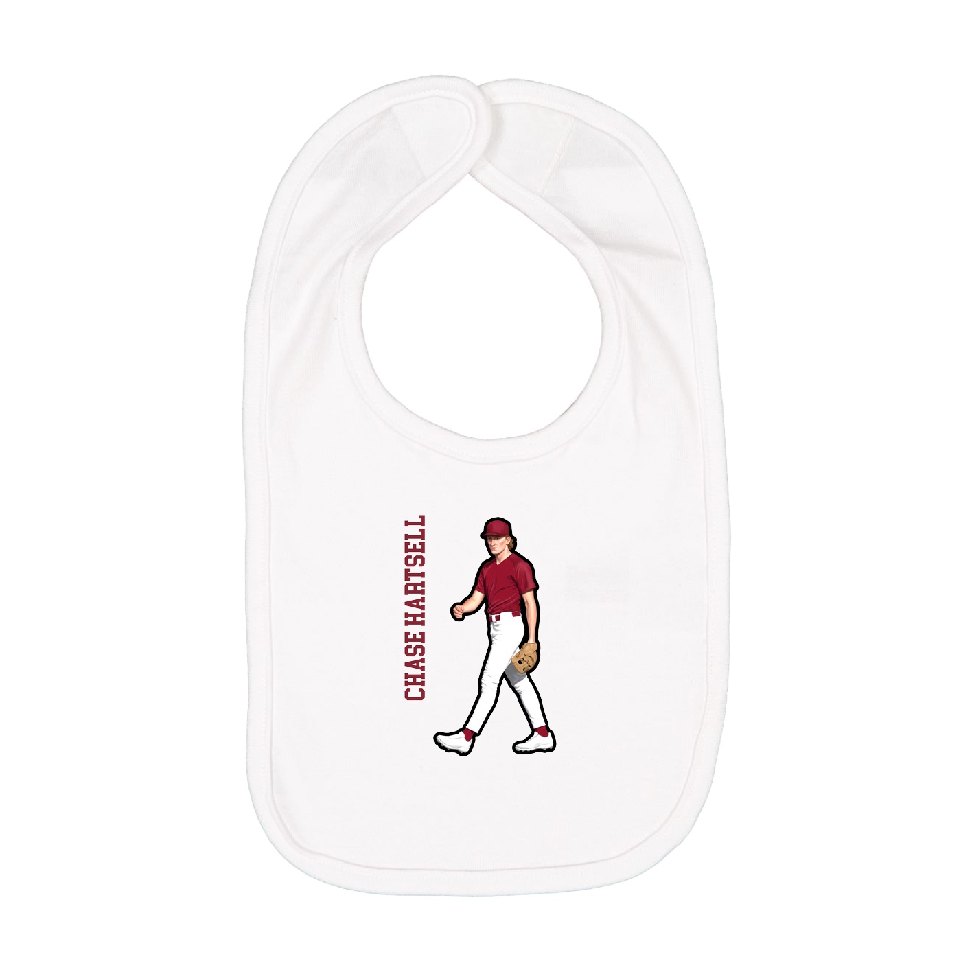 Infant Bib — Name Vertical in White