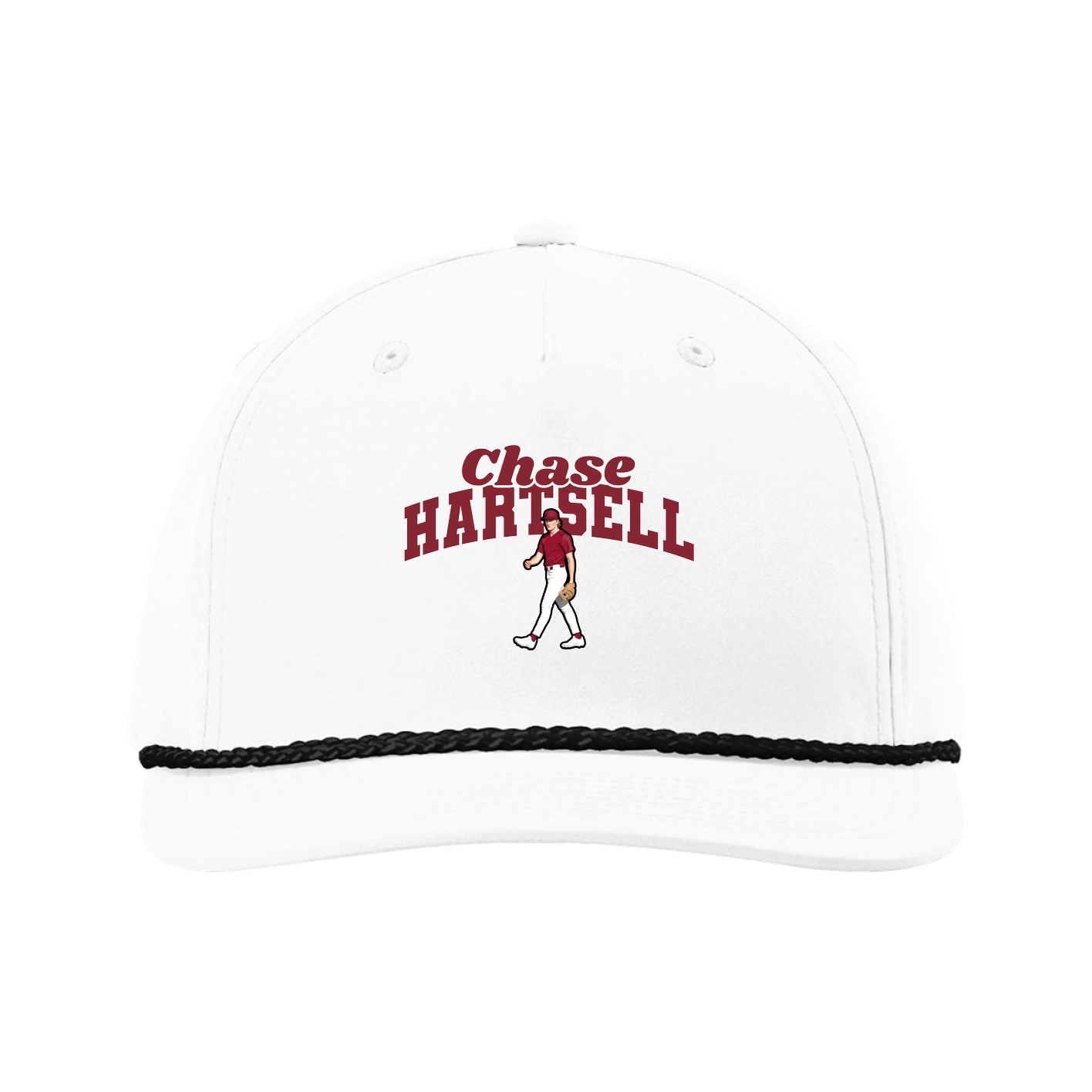 Five-Panel Classic Rope Cap — Signature Arch in White