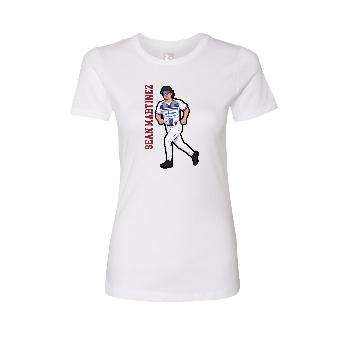 Fitted Women's Tee — Name Vertical in White
