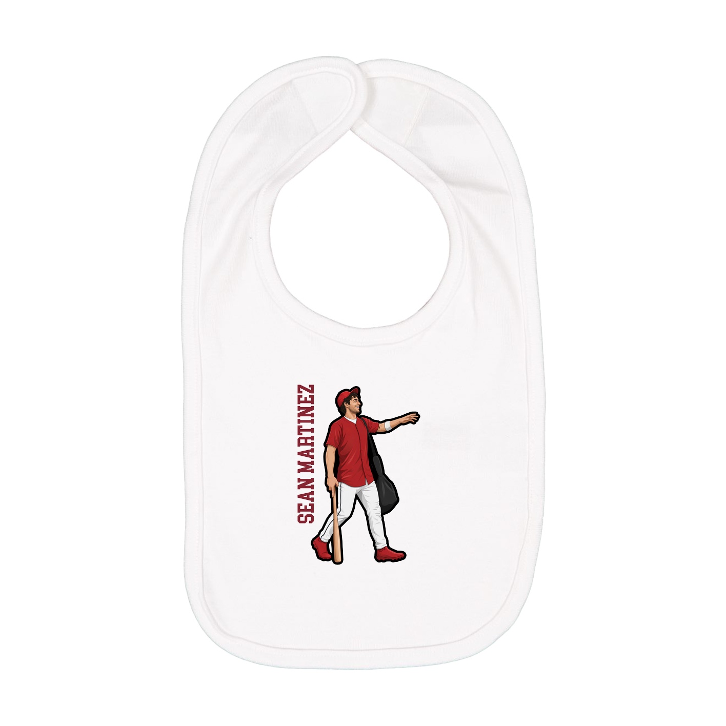Infant Bib — Name Vertical in White