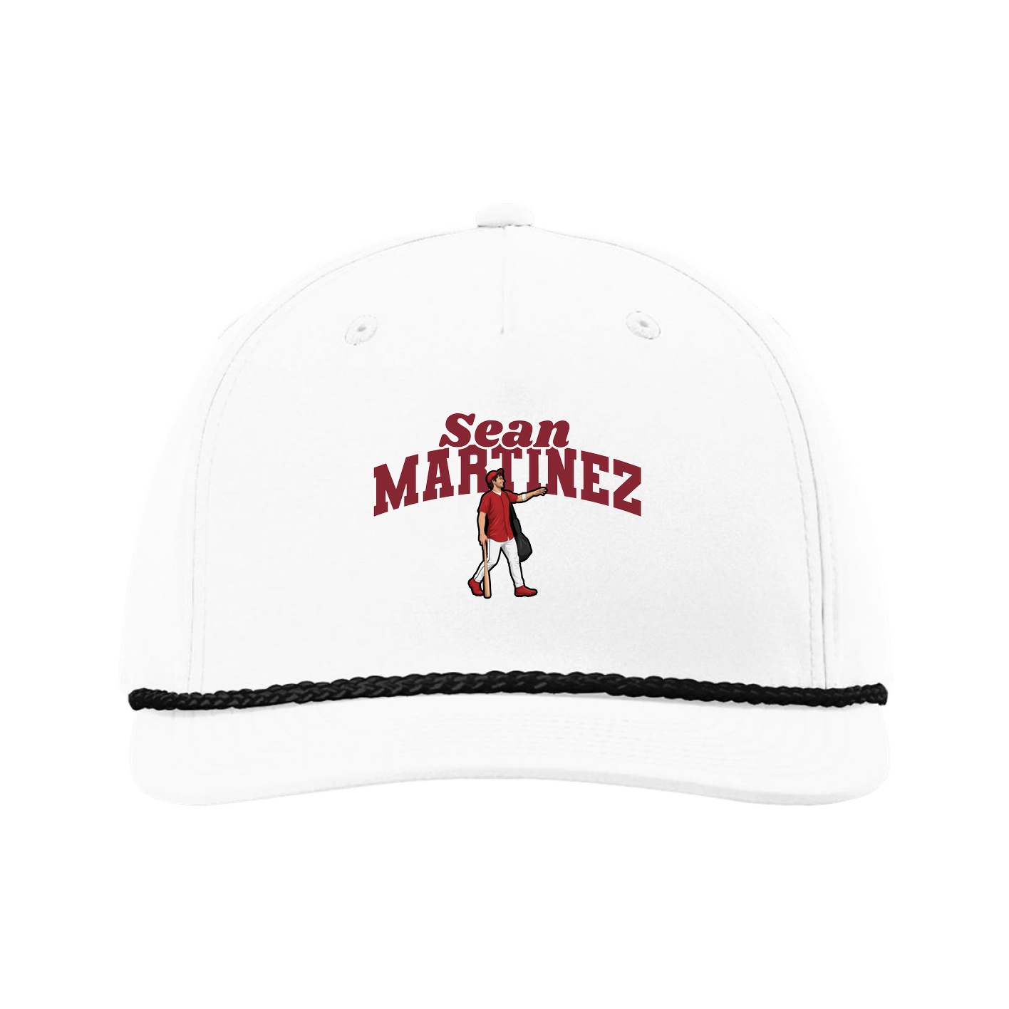 Five-Panel Classic Rope Cap — Signature Arch in White