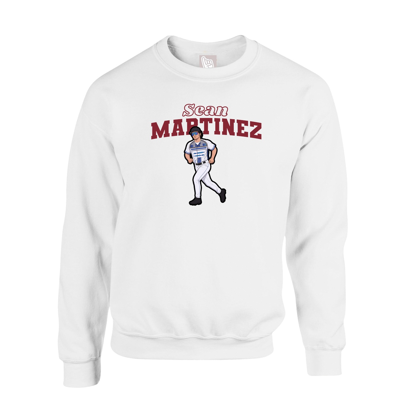 Fleece Crew — Name Arch in White