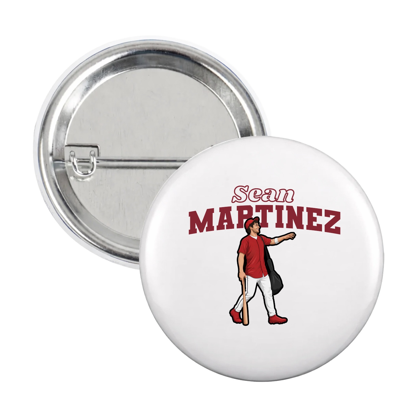 Game Day Button — Name Arch in White