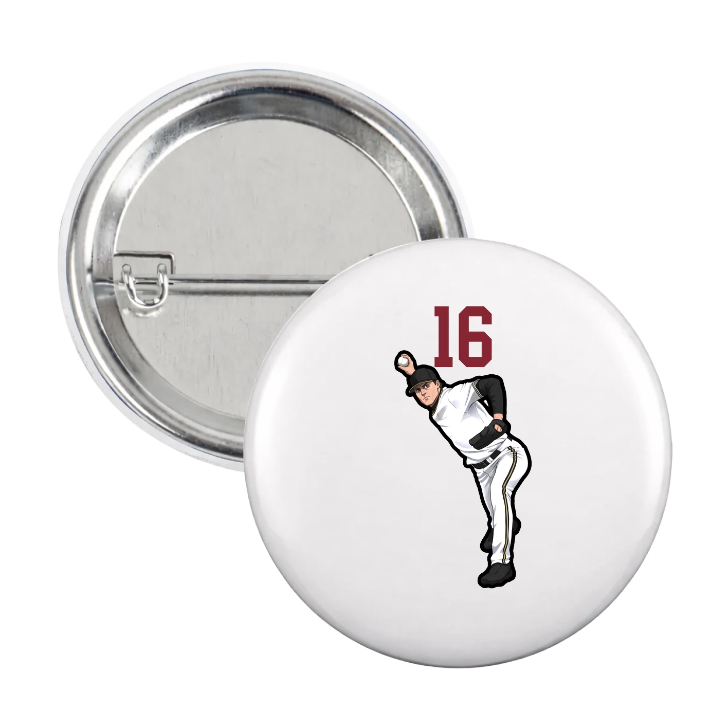 Game Day Button — Number Top in White