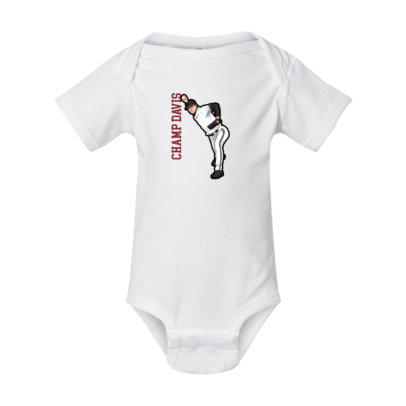 Baby Onesie — Name Vertical in White